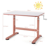 NNECW Kids Study Chair and Desk Set with Adjustable Height-Pink-Table