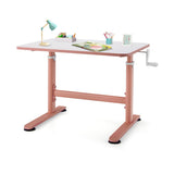 NNECW Kids Study Chair and Desk Set with Adjustable Height-Pink-Table