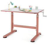 NNECW Kids Study Chair and Desk Set with Adjustable Height-Pink-Table
