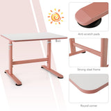 NNECW Kids Study Chair and Desk Set with Adjustable Height-Pink-Table