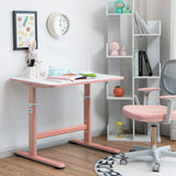 NNECW Kids Study Chair and Desk Set with Adjustable Height-Pink-Table