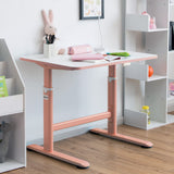 NNECW Kids Study Chair and Desk Set with Adjustable Height-Pink-Table
