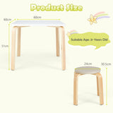 NNECW 5 Pieces Kids Table &amp Chair Set for Kids Room-Macaroon