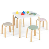 NNECW 5 Pieces Kids Table &amp Chair Set for Kids Room-Macaroon