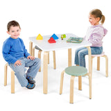 NNECW 5 Pieces Kids Table &amp Chair Set for Kids Room-Macaroon