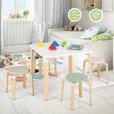 NNECW 5 Pieces Kids Table &amp Chair Set for Kids Room-Macaroon