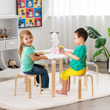NNECW 5 Pieces Kids Table &amp Chair Set for Kids Room-Macaroon