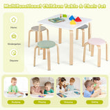 NNECW 5 Pieces Kids Table &amp Chair Set for Kids Room-Macaroon