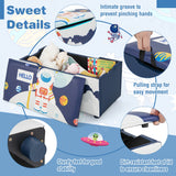 NNECW Upholstered Toy Storage Ottoman Bench with Removable Lid for Kids-Blue