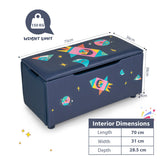 NNECW Upholstered Toy Storage Ottoman Bench with Removable Lid for Kids-Navy