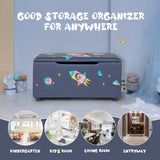 NNECW Upholstered Toy Storage Ottoman Bench with Removable Lid for Kids-Navy