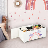NNECW Upholstered Toy Storage Ottoman Bench with Removable Lid for Kids-White