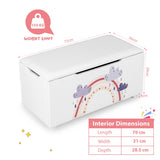 NNECW Upholstered Toy Storage Ottoman Bench with Removable Lid for Kids-White