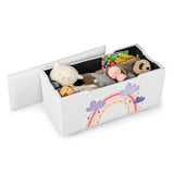 NNECW Upholstered Toy Storage Ottoman Bench with Removable Lid for Kids-White