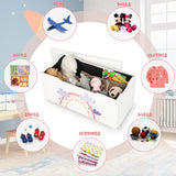 NNECW Upholstered Toy Storage Ottoman Bench with Removable Lid for Kids-White