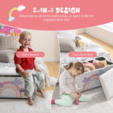 NNECW Upholstered Toy Storage Ottoman Bench with Removable Lid for Kids-White