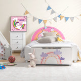 NNECW Upholstered Toy Storage Ottoman Bench with Removable Lid for Kids-White