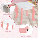 NNECW 2-in-1 Kids Vanity Table and Stool Set with Mirror-White