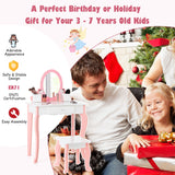 NNECW 2-in-1 Kids Vanity Table and Stool Set with Mirror-White