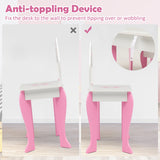 NNECW Kids Vanity Table & Stool Set with Mirror & Drawer