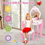 NNECW Kids Vanity Table & Stool Set with Mirror & Drawer