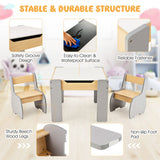 NNECW 4-in-1 Wooden Kids Activity Table and Chair Set for Drawing & Studying