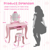 NNECW Kid Vanity Table Stool Set with Adjustable Mirror