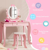 NNECW Kid Vanity Table Stool Set with Adjustable Mirror