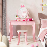 NNECW Kid Vanity Table Stool Set with Adjustable Mirror