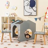 NNECW 3 Pieces Kids Wooden Table and Chair Set with Chalkboards for Toddlers-Grey