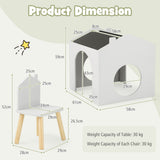 NNECW 3 Pieces Kids Wooden Table and Chair Set with Chalkboards for Toddlers-White