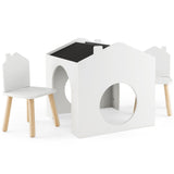 NNECW 3 Pieces Kids Wooden Table and Chair Set with Chalkboards for Toddlers-White