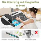 NNECW 3 Pieces Kids Wooden Table and Chair Set with Chalkboards for Toddlers-White