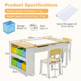 NNECW Children Art Activity Table and Chair Set with 6 Canvas Storage Space