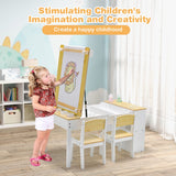 NNECW Children Art Activity Table and Chair Set with 6 Canvas Storage Space