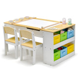 NNECW Children Art Activity Table and Chair Set with 6 Canvas Storage Space