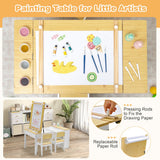 NNECW Children Art Activity Table and Chair Set with 6 Canvas Storage Space