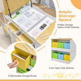 NNECW Children Art Activity Table and Chair Set with 6 Canvas Storage Space