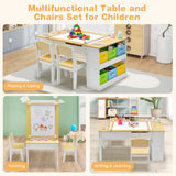 NNECW Children Art Activity Table and Chair Set with 6 Canvas Storage Space
