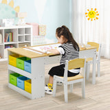 NNECW Children Art Activity Table and Chair Set with 6 Canvas Storage Space