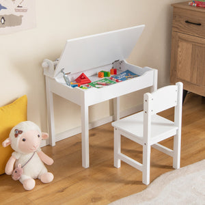 NNECW Toddler Activity Table Chair Set with Paper Roll Holder for Drawing Studying