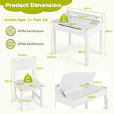 NNECW Toddler Activity Table Chair Set with Paper Roll Holder for Drawing Studying