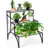 NNECW 3-Tier Metal Plant Stand with Open Shelves for Garden
