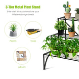 NNECW 3-Tier Metal Plant Stand with Open Shelves for Garden