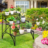 NNECW 3-Tier Metal Plant Stand with Open Shelves for Garden