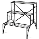 NNECW 3-Tier Metal Plant Stand with Open Shelves for Garden