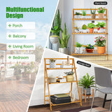 NNECW  Folding Bamboo Plant Stand for Garden