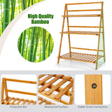 NNECW  Folding Bamboo Plant Stand for Garden