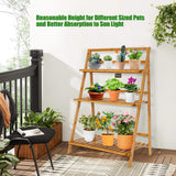 NNECW  Folding Bamboo Plant Stand for Garden