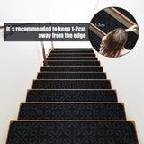 NNECW 15 PCS Slip-resistant Stair Mats with Waterproof Material for Kids/Elderly/Pets-Black